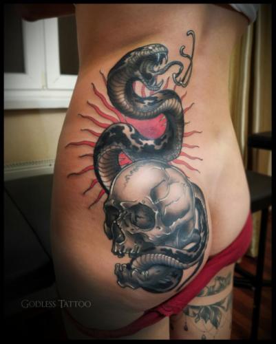 Skull and snake